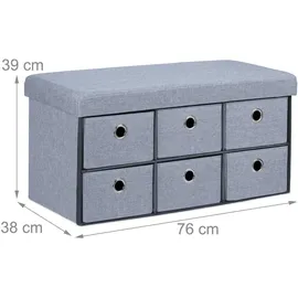 Relaxdays Truhenbank Grau 39 x 76 x 38 cm