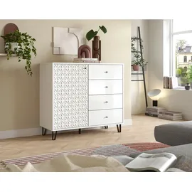 VCM Highboard Prisma 110 x 96 x 40 cm Weiß Hochglanz