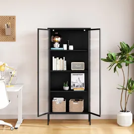 [en.casa] Vitrinenschrank Vinterhavn 180 x 80 x 35 cm Schwarz