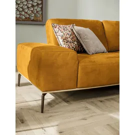 W.Schillig Ecksofa "run, Designsofa mit tollem Sitzkomfort, bequem, L-Form", gelb (brandy s37), B:319cm H:88cm T:178cm, Longlife Xtra-Leder Z73: Naturwalkleder der Luxusklasse aus den erlesensten Rohhäuten.