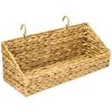HMF Hängekorb geflochten aus Wasserhyazinthe Aufbewahrungskorb zum Aufhängen 15 x 40 x 15 cm beige