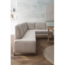 Eckbank EXXPO - SOFA FASHION "Intenso, viele Bezugsstoffe Cord, Leder, Struktur 244/157 cm (B/T)", beige, B:244cm H:91cm T:157cm, NaturLeder, Strukturstoff (Zusammensetzung: Polyester 100%), Luxus-Microfaser (Zusammensetzung: Aufgeflockte 100% Polyester Schicht mit Prägung), Cord (Zusammensetzung: Polyester 100%), Sitzbänke, hohe Bodenfreiheit, frei im Raum stellbar, hoher Sitzkomfort