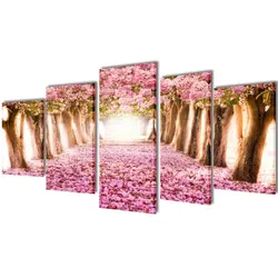 vidaXL Bilder Dekoration Set Kirschblüte 200 x 100 cm