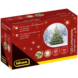 IDENA Lichterkette 40 LED mit in warmweiß, 8 Stunden Timer Funktion und Transformator, ca. 11,9 m