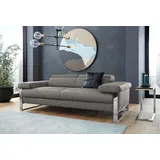 W.Schillig 2-Sitzer "finn", grau (grau s22), B:210cm H:71cm T:106cm, Flachgewebe S22 (100% Polyester);Stoff S37 (100% Polyester);Longlife Xtra-Leder Z59: Glattleder mit modischer Prägung.