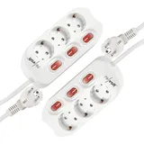 revolt Mehrfachsteckdosenleiste: 2er-Set 3-Fach Steckerleisten, einzeln abschaltbar, bis 3.680 Watt (Steckdosenleiste schaltbar, Steckdose schaltbar, Verlängerungskabel)