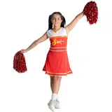 Ciao Cheerleader Kostüm Verkleidung Mädchen (Größe 8-10 Jahre) mit Pompons, rot