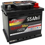 SMC Autobatterie Speed Max 55Ah L1 520A EN 12v PKW Ersetzt 44Ah 45Ah 50Ah 52Ah 54Ah 75Ah Starterbatterie wartungsfrei- Maße der Batterie: 20,7 x 17,5 x 19,0 cm - Pluspol rechts (DX+)