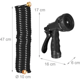 Relaxdays Spiralschlauch mit Brause 10 m scwarz