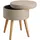 Tectake tectake® Sitzhocker Yara gepolstert in Leinenoptik 300kg mit Stauraum, rund, beige