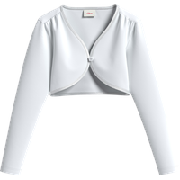 S.Oliver - Bolero mit Blumenknopf, Kinder, weiß, 104/110
