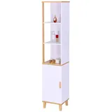 Relaxdays Hochschrank 169 x 33 x 31 cm Weiß Holz