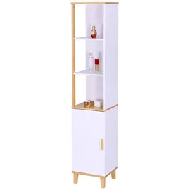 Relaxdays Hochschrank 169 x 33 x 31 cm Weiß Holz
