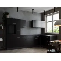 Respekta Winkelküche L-Form 310 x 172 cm Grau Schwarz