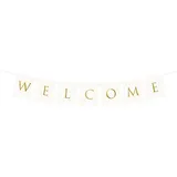 Partydeco Wimpelkette Girlande 15 x 95 cm Weiß/Gold