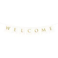 Partydeco Wimpelkette Girlande 15 x 95 cm Weiß/Gold