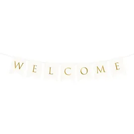Partydeco Wimpelkette Girlande 15 x 95 cm Weiß/Gold