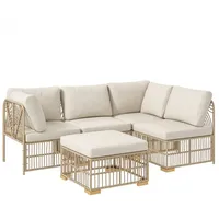 Outsunny Ecklounge-Set aus Polyrattan Gartenmöbel Set mit Ecksofa Sessel