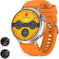 Smartwatch Männer Frauen Telefonfunktion (Empfangen/Anrufen),1,52 Zoll rundes HD-Display, Fitnessuhr mit Schlaf-Tracker, 120+ Sportmodi Android IOS - Orange