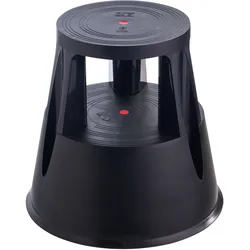 Rollhocker Kunststoff, 2 Stufen schwarz, Kunststoff|PP