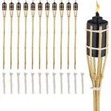 Relaxdays Gartenfackel 12er Set 90 cm Bambus schwarz/Braun