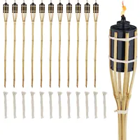 Relaxdays Gartenfackel 12er Set 90 cm Bambus schwarz/Braun
