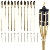 Relaxdays Gartenfackel 12er Set 90 cm Bambus schwarz/Braun