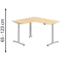 Hammerbacher Winkelschreibtisch XDSMW Ahorn / Silber