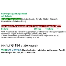 VitalLife Sellerie Kapseln 360 St.