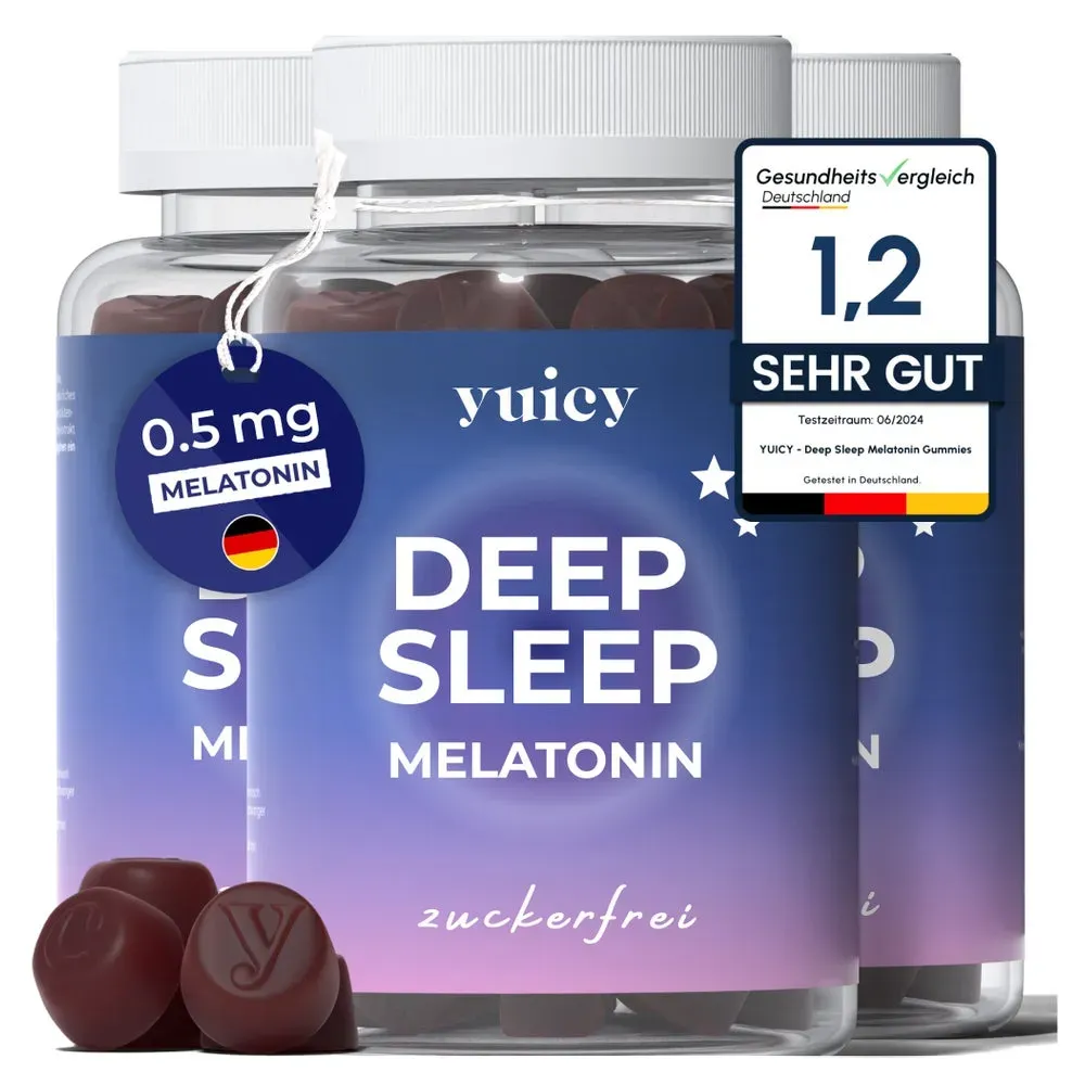 yuicy® Deep Sleep Melatonin Gummies Zum Einschlafen - 0.5mg Melatonin 180 St