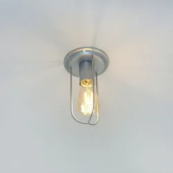 Licht-Erlebnisse Deckenlampe STEPP Grau Industrial Drahtschirm E27 Vintage Design Deckenleuchte Wohnzimmer Flur Schlafzimmer, MI131-80-23