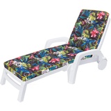 HOBBYGARDEN Auflagen für Deckchair, Liegenauflage, Gartenliege Auflage 201x55x8 cm Bequeme Polsterauflage für Sonnenliege, Liegestuhl, Kissen - Bunte Bläter