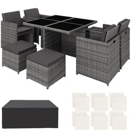 Tectake tectake® Rattan Sitzgruppe Manhattan mit Aluminiumgestell,