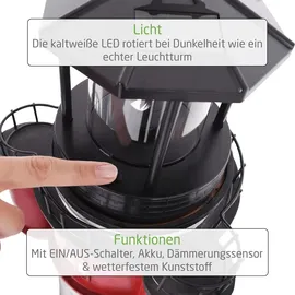 Westerholt Solar Leuchtturm Roter Sand Polyresin 78 cm inkl. LED weiß