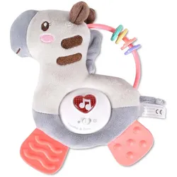 Moni Musik Plüschtier Zebra SL88007, Beißring, Greifling, Melodien, Lichter grau