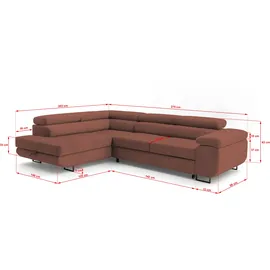 storez24 Eckcouch Textil 3-Sitzer Rosa