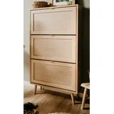 furn.design Niran 70 x 125 x 70 cm Eiche Sonoma mit Bast-Dekor / beige