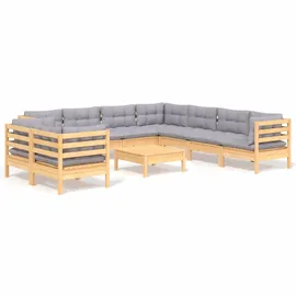 vidaXL Garten-Lounge-Set 10-tlg. grau Kiefer