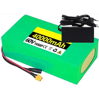 E-Bike Akku 60V 10AH 20Ah 30Ah 40Ah Elektrofahrra Lithium Batterie 60V 10AH PVC-Akku eingebauter BMS mit 42V 2AH Ladegerät für 1000W 800W 750W 500W 250W Motoren XT60,60V 40AH