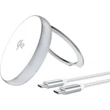 4smarts Qi2 Charger Kickstand mit Kabel 20cm, silber / weiß