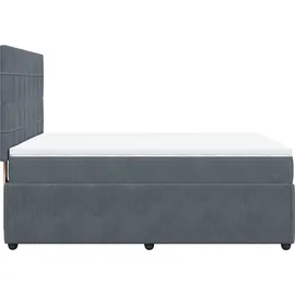 vidaXL Boxspringbett mit Matratze Dunkelgrau 140x200 cm Samt
