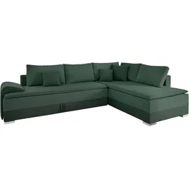 INOSIGN Ecksofa »Night & Day L-Form, B: 324 cm« mit Bettfunktion, Bettkasten & 3 Zierkissen, Boxspringbett 180x200 cm, grün