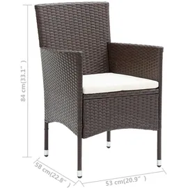 vidaXL Polyrattan Essstühle 53 x 58 x 84 cm braun 4 St.