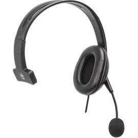 Manhattan Mono USB-Headset Links/rechts tragbar, 2m Kabel, Schwarz