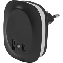 Osram LUNETTA EDGE schwarz, 0,35W, 10lm, warmweißes Licht, Tageslichtsensor, USB-A & USB-C Anschluss, LED-Technologie, Ladefunktionalität, lange Lebensdauer, IP20, 3000K