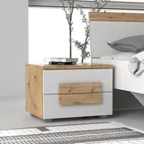 Forte Nachtkommode ARKINA Nachttisch mit 2 Schubladen in Artisan Eiche