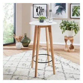 KADIMA DESIGN Bartisch, Eichenholz, runde Tischplatte, 50 kg Belastbarkeit.