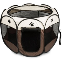 BIGWING Style Welpenlaufstall/Tierlaufstall/Hundehütte/Welpenauslauf/Laufstall für Hunde/Katzenhaus/Wasserdichtes Zelt für Kleintiere wie Hunde, Katzen (L, braun)