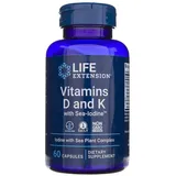 Life Extension Vitamin D3 and K with marine iodine (marines Jod), 60 Kapseln