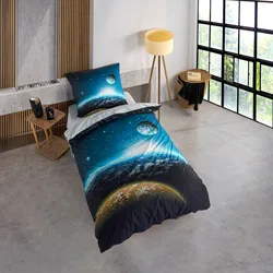 Bettwäsche Set mit Mond und Planet 135 x 200 cm
